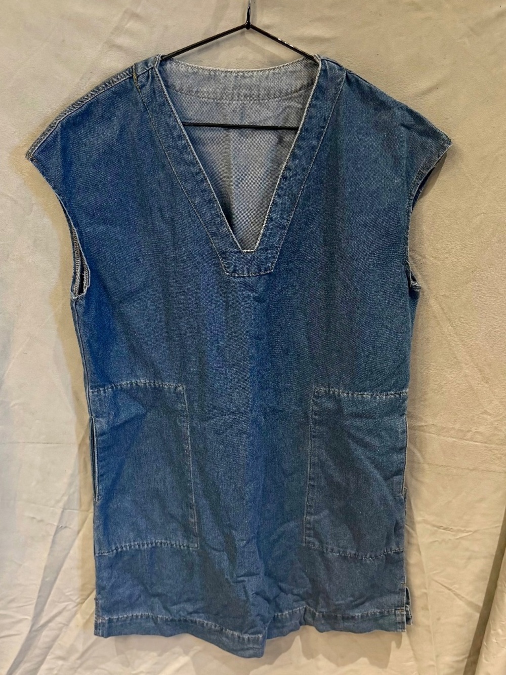 Short Denim Jean Dress Sz M with Side Pockets